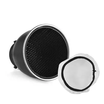 7-дюймовая косметическая тарелка с креплением Bowens Mount, отражатель, диффузор, абажур с сотовой сеткой 60 градусов и чёрный