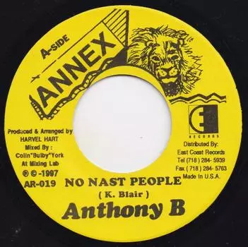 7-дюймовая пластинка ANTHONY B - No Nast People AH019 Annex 1997 Ямайка Регги, Ска и Даб Б/У