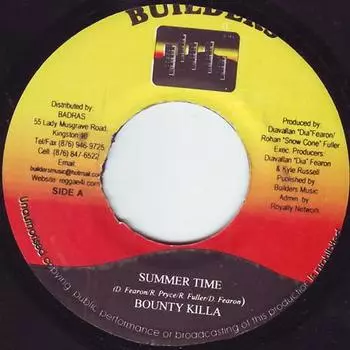 7-дюймовая пластинка BOUNTY KILLER - Summer Time NONE Builders 2003 Ямайка Регги, Ска и Даб Б/У