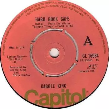 7-дюймовая пластинка CAROL KING - Hard Rock Cafe CL15934 Capitol Records 1977 UK Поп Б/У