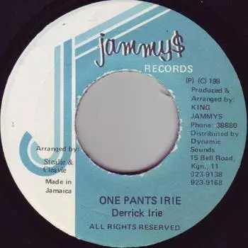 7-дюймовая пластинка DERRICK IRIE - One Pants Irie NONE Jammy s Records 1989 Япония Регги, Ска и Даб Б/У