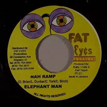 7-дюймовая пластинка ELEPHANT MAN / L.M.S - Nah Ramp / You R The One NONE Fat Eyes Record 2004 Ямайка Регги, Ска и Даб Б/У
