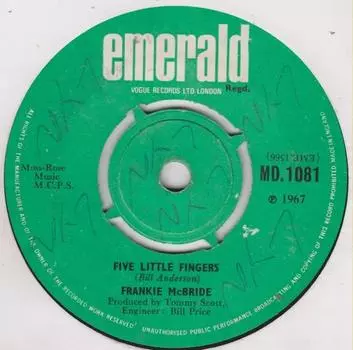 7-дюймовая пластинка ФРЭНКИ МАКБРАЙД - Пять маленьких пальчиков MD1081 Изумруд 1967 Великобритания Поп Б/У