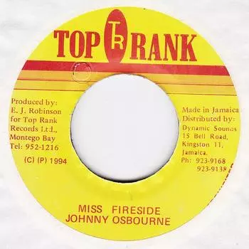 7-дюймовая пластинка JOHNNY OSBOURNE - Miss Fireside NONE Top Rank 1994 Ямайка Регги, Ска и Даб Б/У