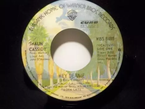 7-дюймовая пластинка ШОН КАССИДИ - Эй Дини WBS8488 Warner Bros. Re 1977 Канада Рок Б/У