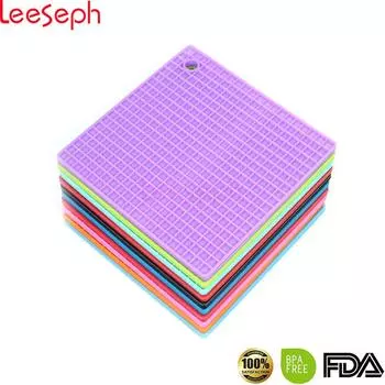 7-дюймовая силиконовая подставка для кастрюль, подставка под горячее, открывалка для банок, подставка для ложки, нескользящая, гибкая, прочная, термостойкая подставка под горячее 18x18cm