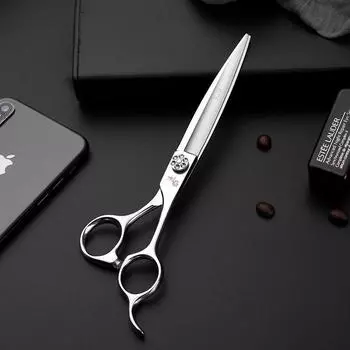 7-дюймовая стрижка вручную, парикмахерские ножницы, прямой срез с большим разрезом, универсальный парикмахер, парикмахерские ножницы вручную 7.0 Freehand scissors