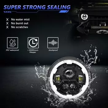 7-дюймовая светодиодная автомобильная фара 6000K H4 дневные ходовые огни 30000LM автомобильная рабочая лампа IP67 водонепроницаемая 200 Вт для GMC Savana 1500 2500 3500