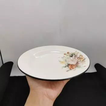 7-дюймовая тарелка для фруктов, эмалированная тарелка, утолщенная круглая эмалированная тарелка для риса, сервировочная тарелка для ресторана отеля