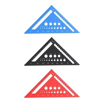 7-дюймовая треугольная линейка, метрический стропильный угольник, 90-градусная линейка, транспортир, алюминиевый сплав, деревообработка Black