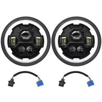 7-дюймовые автомобильные светодиодные фары 7-дюймовые круглые фары с белым дальним ближним светом DRL и янтарным указателем поворота чёрный