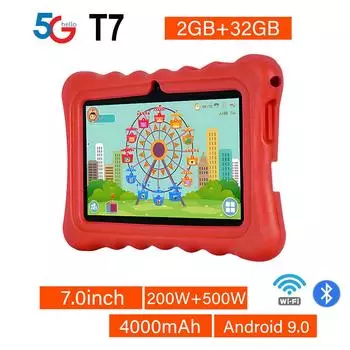 7-дюймовые детские планшеты, Android 5G, WIFI, четырехъядерный процессор, 2 ГБ ОЗУ, 32 ГБ ПЗУ, двойная камера, планшетный ПК