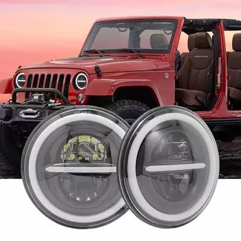 7-дюймовые круглые светодиодные фары, автоматические фары для мотоцикла, угловые глаза с сигналом поворота DRL, светодиодные фары 1 piece