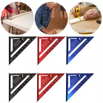 7-дюймовые метрические имперские угловые линейки из алюминиевого сплава для столярных работ по дереву Metric Unit синий