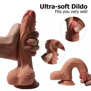 7-дюймовый 100% силиконовый мягкий большой фаллоимитатор, реалистичный пенис с сильной присоской, секс-игрушки для женщин M