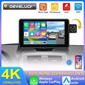 7-дюймовый 4K ADAS Dash Cam Автомобильный видеорегистратор Беспроводной Carplay и Android AutoGPS Навигация Видеорегистратор AUX Видеорегистратор Камера Монитор BT 5G Without TF card