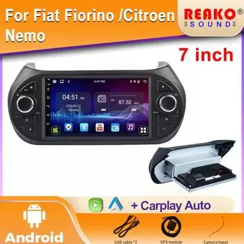 7-дюймовый AI 1din Android автомобильный радиоприемник мультимедийный видеоплеер для Fiat Fiorino/Citroen Nemo/Peugeot Bipper GPS Carplay 4G RDS 4 core 1GB+32GB carplay