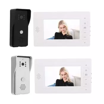 7-дюймовый экран интеллектуальная видеодомофонная система 120-градусный широкоугольный проводной дверной телефон дверной звонок комплекты с Black EU Plug 100240V