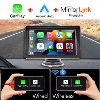 7-дюймовый экран мультимедийного проигрывателя WIFI Видео Carplay и Android Auto & Mirror Link Поддержка парковочной камеры заднего вида для IOS Android