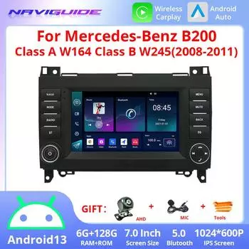 7-дюймовый Android автомобильный радиоприемник Carplay для Mercedes-Benz B200 W164/245 Sprinter A160/180 мультимедийный плеер GPS навигация MP5 красный