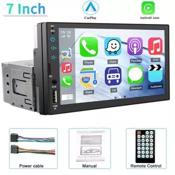 7-дюймовый автомобильный радиоприемник 1 Din Carplay Android Авто Мультимедиа MP5 Видеоплеер Сенсорный экран FM AUX Вход Bluetooth MirrorLink Авторадио no cam