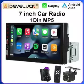 7-дюймовый автомобильный радиоприемник 1 Din MP5 Carplay Android Auto HD Autoradio Multimedia Player Car Stereo Bluetooth USB FM Universal NO 2Din
