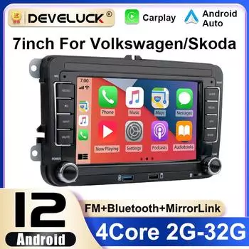 7-дюймовый автомобильный радиоприемник Android 12 для VW Volkswagen Skoda Octavia Golf Passat B6 B7 Polo Jetta Tiguan Touran 2 Din авторадио Carplay