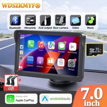 7-дюймовый автомобильный радиоприемник беспроводной Carplay Android Auto сенсорный экран универсальный мультимедийный видеоплеер FM Bluetooth 32G TF