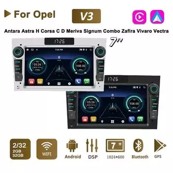 7-дюймовый автомобильный радиоприемник на базе Android для Opel Antara Astra H Corsa CD Meriva Signum Combo Zafira Vivaro Carplay, авторадио, мультимедийный плеер 2 + 32 ГБ чёрный