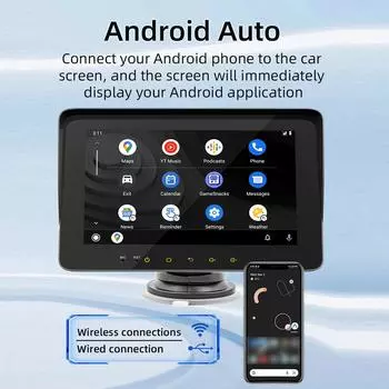 7-дюймовый автомобильный стерео MP5-плеер BT Hands-Free Calling FM-радио Поддержка Carplay Android Auto Phone Link чёрный