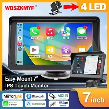 7-дюймовый беспроводной CarPlay Android Auto Car Radio Мультимедиа Видеоплеер Портативный сенсорный экран с USB AUX для камеры заднего вида