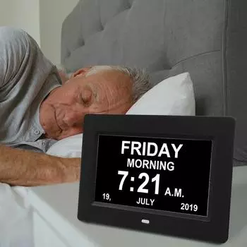 7-дюймовый большой экран, цифровой календарь, часы на день, 8 языков, время, дата, месяц, год, часы для слабоумия для пожилых людей, старый Peo I5J8