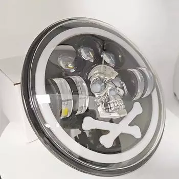 7-дюймовый череп RGB светодиодные фары Halo Angel Eyes DRL Череп Devil Eye Ghost Круглая фара для Chevrolet C10 Camaro Pickup 1 piece