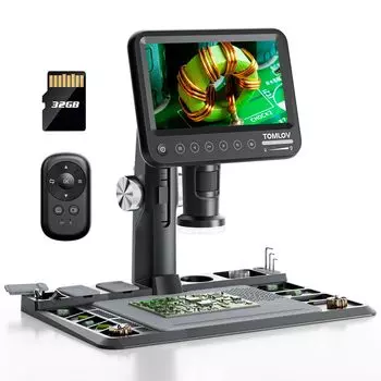 7-дюймовый цифровой IPS-микроскоп, 1600x, сварочный микроскоп со сварочной станцией, 12-мегапиксельный микроскоп с увеличительным ЖК-микроскопом, 32 ГБ как