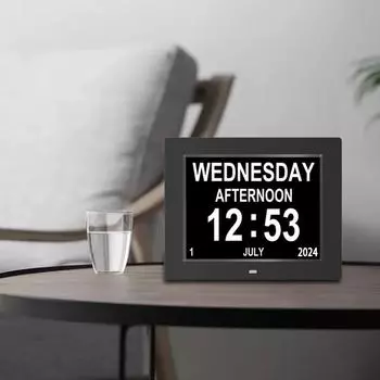 7-дюймовый цифровой календарь-будильник с 4 вариантами будильника и 10 языками, фоторамка медиаплеер, большие часы для людей с деменцией и болезнью Альцгеймера белый