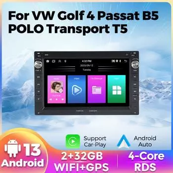 7-дюймовый HD автомобильный радиоприемник для VW PASSAT B5 MK4 MK5 SHARAN Jetta Polo 9n TRANSPORT T5 CITI CHICO WIFI мультимедийное головное устройство Carplay