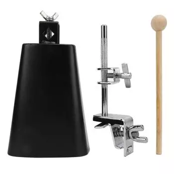 7-дюймовый коровий колокольчик с палкой и зажимом, регулируемый стандартный монтаж, металлический коровий колокольчик, шумовой излучатель, перкуссия