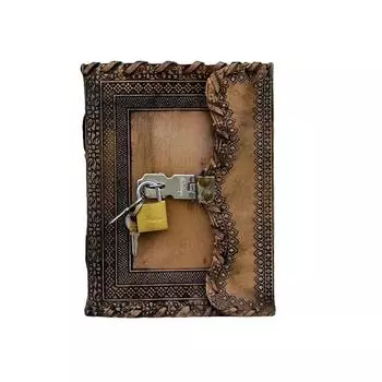 7-дюймовый кожаный блокнот, кожаный дневник ручной работы с замком и ключом винтажного цвета для мужчин и женщин 7 x 5 in коричневый