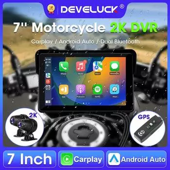 7-дюймовый мотоциклетный 2K DVR беспроводной Carplay Android Auto портативный экран GPS навигация IPX7 водонепроницаемый монитор видеорегистратор Bluetooth