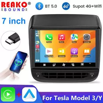 7-дюймовый мультимедийный Android-экран для заднего сиденья автомобиля, развлекательный видеоплеер для Tesla Model 3 или Model Y, задняя панель кондиционера 4GB+64GB