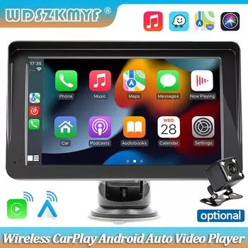 7-дюймовый мультимедийный видеоплеер беспроводной Carplay Android Auto Car Radio GPS навигация камера заднего вида BT AUX для автомобильного дисплея