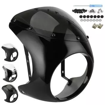 7-дюймовый обтекатель фар, дефлектор лобового стекла для мотоцикла Glossy Black Transparent Lens