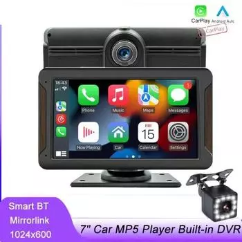 7-дюймовый портативный автомобильный MP5 Bluetooth беспроводной Android AUTO/CarPlay Mirrorlink USB TF AUX встроенный DVR