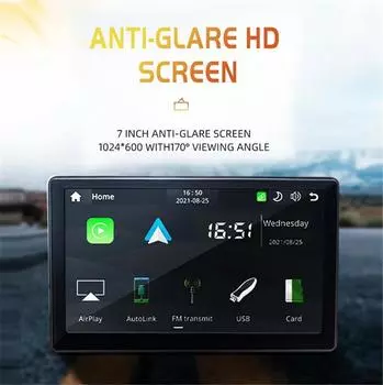 7-дюймовый сенсорный экран для беспроводного CarPlay, Android Auto, дублирования экрана и навигации