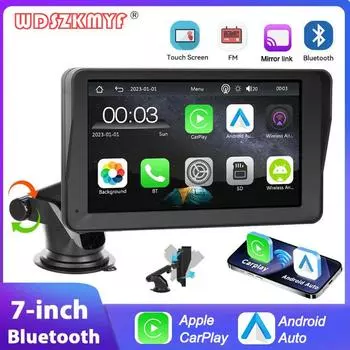 7-дюймовый универсальный автомобильный радиоприемник, автомобильный мультимедийный видеоплеер, беспроводной Carplay, Android Auto, сенсорный экран, BT AUX, интеллектуальные автомобильные системы