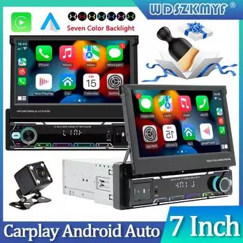 7-дюймовый выдвижной экран беспроводной Carplay Android Auto Car Radio для GPS мультимедийных интеллектуальных систем резервная камера