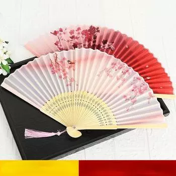 7-дюймовый женский веер в китайском стиле, складной веер, аксессуары для классических танцев, летний складной веер, бамбуковый веер, украшение для дома 1