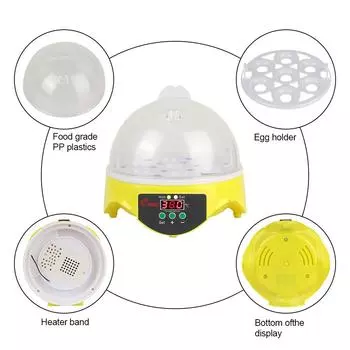 7 Egg Poultry Incubator Brooder Farm Hatchery for Chicken Duck Bird Pigeon Adjustable Digital Temperature Mini Egg Incubator
