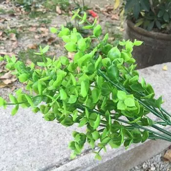 7-филиалы искусственные пластиковые шелковые эвкалиптовые растения листья цветы домашний декор