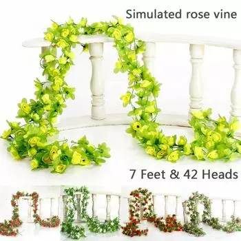 7 футов искусственная глициния роза виноградная лоза гирлянда растение листва висячий цветок домашний декор красный